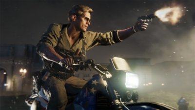 call of duty black ops 6 - screenshot di un uomo su motocicletta che spara