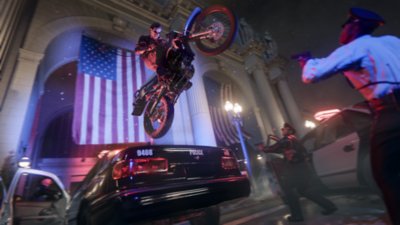 Call of Duty Black Ops 6 - Moto che sorvola una macchina della polizia