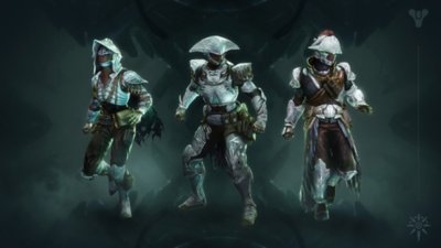 Destiny 2 Episode Heresy Act 1 screenshot showing three new outfits for players to unlock