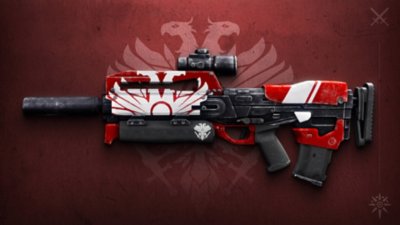 Destiny 2 Episode Heresy Act 1 screenshot showing a gun with a red and white wrap