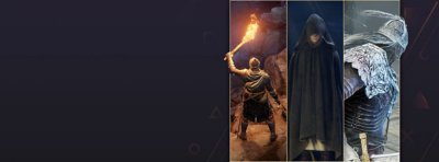 Why you should play Elden Ring background showing a montage of characters