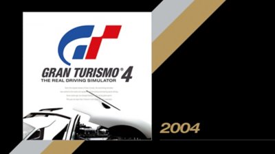 An image of Gran Turismo 4's cover art with the year it released next to it: 2004