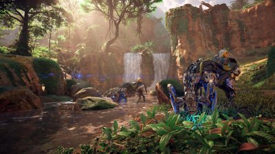 Horizon Zero Dawn Remastered-skærmbillede af maskiner, der græsser