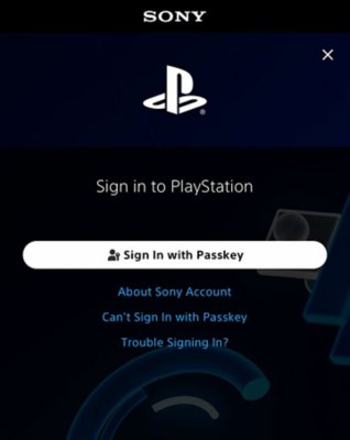 Sign-In screen showing the "Sign in with Passkey" option