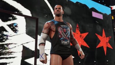 WWE 2K25 screenshot showing CM Punk making an entrance